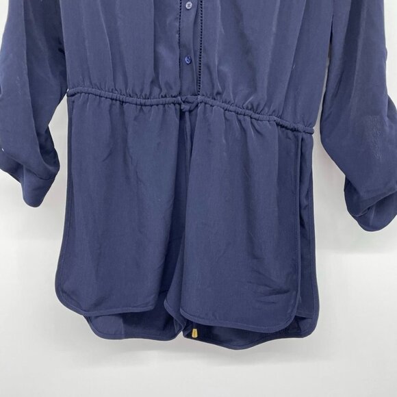 Sam Edelman Navy blue buttoned romper 3/4  sleeve - Picture 5 of 15